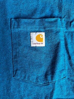 Carhartt Heather Teal Pocket Tee with Signature Logo Original fit cropped XXL